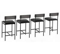 Ensemble de 4 tabourets de bar, avec assise rembourrée, dossier et repose-pieds. Hauteur d'assise : 65 cm. Design moderne. Idéal pour une îlot de cuisine, un bar ou une salle à manger. Couleur : gris.