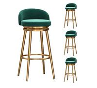 Ensemble de 4 tabourets de Bar en Velours Vert avec Dossier et Pivot à 360°, Hauteur comptoir Style Ferme, élégants Pieds en métal doré, Parfaits pour Un Coin Repas dans la Cuisine, Hauteur