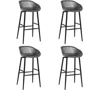 Ensemble de 4 tabourets de bar gris, avec dossier réglable en hauteur, pivotants et dotés d'un repose-pieds, idéaux pour la cuisine, le comptoir, la restauration, les bars, les cafés, les bistrots. Du