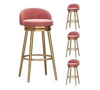 Ensemble de 4 tabourets de Bar rembourrés en Velours avec Dossier et Pivot à 360°, tabourets de comptoir de Style campagnard, Assise Rose et Pieds en métal doré, chaises de Bar de 65 cm de h