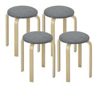 Ensemble de 4 tabourets empilables - HOMCOM - ronds - sans dossier - assise rembourrée - 40 x 40 x 45 cm - gris