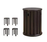 Ensemble de 4 tabourets Ronds en Bois, empilables, Finition Mate, multifonctionnels, pour décorer Une Table Basse ou Un Coin Repas dans Un Salon ou Une Chambre.
