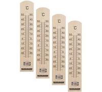 Ensemble de 4 Thermomètres intérieur et extérieur en bois Fackelmann Tecno