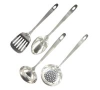 Fackelmann 9908950 Ensemble de 4 ustensiles de cuisine en inox, louche de cuisine, cuillère de service, écumoire, spatule de cuisine, Acier inoxydable, 32,1 x 7,9 x 3 cm, Gris 7