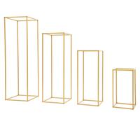 Ensemble de 4 vases en métal de haute qualité - Support géométrique pour fleurs - Couleur or - Dimensions : 21 × 21 × 40 cm - Autoportant - Décoration de mariage