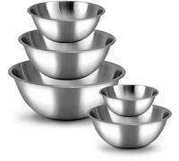 Ensemble de 5 bols mélangeurs en acier inoxydable Ibzoa® pour la cuisine et la pâtisserie – 700 ml, 900 ml, 1,4 L, 2,8 L, 4,7 L, empilables, sans couvercles