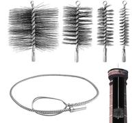 Ensemble de 5 brosses pour cheminée, comprenant une brosse pour ramonage de cheminée avec une tige de poussée flexible