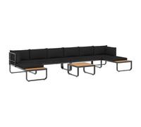 vidaXL Ensemble de 5 canapés d'angle de jardin avec coussins Aluminium et WPC