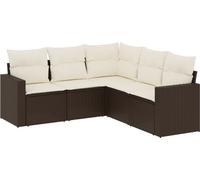 ensemble de 5 canapés de jardin avec coussins Marron Poly Rattan