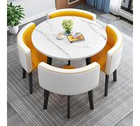 Ensemble de 5 chaises de salle à manger, table ronde 4 places, design simple, table basse et table de réunion pour bureau, réception, club, café, balcon, salon (couleur :
