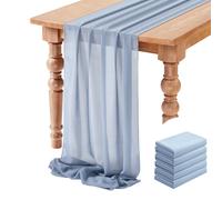 Ensemble de 5 chemin de Table en mousseline de soie, arc de mariage, gaze, Vintage, romantique, ceintures de chaise de mariage, fête d'anniversaire, décor de cérémonie de réception-cadeau pour bébé 5p