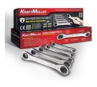 Ensemble de 5 clés à cliquet, 6-8, 10-11, 13-14, 15-17, 19-22 mm en Acier Chrome Vanadium, sous sacoche Chrome G
