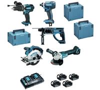 Ensemble de 5 machines MAKITA DLX5039PTJ - 18 V - Batterie - 76 mm - Intensif - Bois