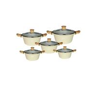 Cheffinger Ensemble de 5 Marmites Antiadhésif Tous Feux Induction avec Couvercles Beige