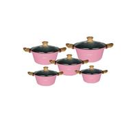 Cheffinger Ensemble de 5 Marmites Antiadhésif Tous Feux Induction avec Couvercles Rose