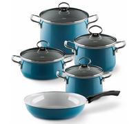 Ensemble de 5 pièces émaillées : marmites pour viande de 16/20/24 cm, cocotte de 20 cm, poêle de 28 cm