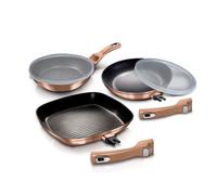 BerlingerHaus Lot 3 poêles en granit BH7038 - 5 pièces - Manche amovible - Rose Gold