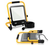 Ensemble de 5 projecteurs LED de construction, 150 W, 12000 lm, IP66, lampe de travail avec câble de 3 mètres, pour usage en construction, dans l'industrie et en extérieur