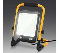Ensemble de 5 projecteurs LED pour chantier, 100 W, 8000 lm, IP66, lampe de travail avec câble de 3 mètres, pour usage industriel et extérieur