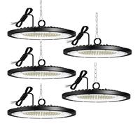 Ensemble de 5 projecteurs LED pour hall, 200 W, 26000 lm, lumière blanche froide, indice de protection IP65, forme ronde