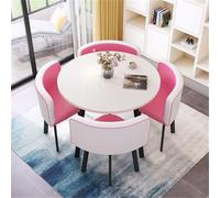 Ensemble de 5 tables de salle à manger rondes avec 4 chaises de cuisine, petit déjeuner, bar, fourrure 80 x 75 cm, pour salle à manger, table ronde moderne et chaise