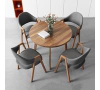 Ensemble de 5 tables de salle à manger rondes modernes avec dossier doux, économiseur d'espace pour café ou réception