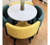 Ensemble de 5 tables de salle à manger rondes peu encombrantes pour 4 personnes, avec pieds en acier, idéal pour la petite cuisine et la salle à manger, table basse en option