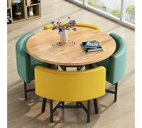Ensemble de 5 tables de salle à manger rondes pour 4 personnes avec pieds en acier, idéal pour une petite cuisine, table basse en option