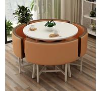 Ensemble de 5 tables de salle à manger rondes pour 4 personnes, pieds en acier, gain de place pour petite cuisine et espaces, table basse en option