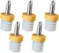Ensemble de 5 verseurs en bois Benzoa® avec bouchons en acier inoxydable, hermétiques et réglables, + 2 doseurs de précision de 2 cl pour l'huile, le vin et les spiritueux