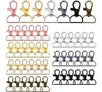 Ensemble de 50 porte-clés rotatifs Unyqoos® – avec mousqueton et anneau de clé à 360°, en alliage de zinc (sans plomb ni nickel), disponibles en argent, or, gris anthracite, bronze, plaqué or, rose go