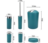 Ensemble de 6 accessoires de salle de bain : distributeur de savon, gobelet pour brosses à dents, poubelle cosmétique, brosse WC avec support, porte-savon, poubelle, porte-brosses à dents, ensemble de