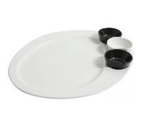 Ensemble de 6 assiettes LISA ovales + 2 saucières noires et 1 saucière blanche LISA, plats de service entrées et desserts et viande - VISIODIRECT - G