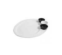 Ensemble de 6 assiettes LISA ovales + 2 saucières noires et 1 saucière blanche LISA, plats de service entrées et desserts et viande - -