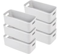 Ensemble de 6 boîtes de rangement compactes en plastique Unyqoos® – empilables, avec poignées des deux côtés, base antidérapante, dimensions 30 x 11 x 9,5 cm, idéales pour la cuisine, la salle de bain