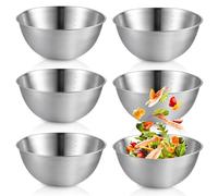 Ensemble de 6 bols mélangeurs inox - saladier mesures cuisine (19.3x10x8cm)