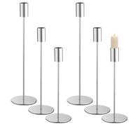 Ensemble de 6 Bougeoir, 6 Bougeoir Argent,3 Chandeliers Bougeoir lustre Cylindrique de différentes hauteur. Bougeoirs lustre convient aux mariages,aux fêtes d'anniversaire et aux dîners aux Chandelier