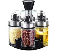 Ensemble De 6 Burettes À Sel, Poivre, Huile Et Vinaigre Avec Support Assorti, Ensemble De Pots À Condiments, Pot D'assaisonnement Pivotant Pour Ensemble D'huile Et De Vinaigre De Cuisine, Sauce