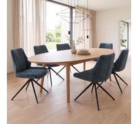 Ensemble de 6 chaises de salle à manger HWC-O48, chaises de cuisine, pivotantes avec système de retour automatique, revêtues en tissu chenille (410g/m²), couleur vert foncé