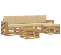Ensemble de 6 coussins de sol pour l'extérieur, couleur beige, dimensions : 59 x 59 x 37 cm