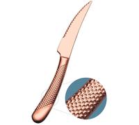 Ensemble de 6 couteaux à steak, 23 cm, forgés, à motif martelé. Manche robuste, dents sur le tranchant. Contient un pourcentage élevé de carbone, en acier inoxydable, avec des éléments de cuivre