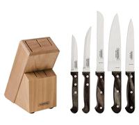 Ensemble de 6 couteaux POLYWOOD avec support en bois, couleur bois foncé