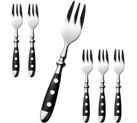 Ensemble de 6 fourchettes à dessert Ibenzoa® en acier inoxydable, à haute brillance, avec des manches noirs – ergonomiques et compatibles avec le lave-vaisselle, idéales pour les gâteaux, les glaces e