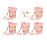Ensemble De 6 Gobelets De Mariée, Verres À Shot en Plastique, Collier De Perles, Gobelet À Boire pour Mariage, Enterrement De Vie De Jeune Fille, Cadeaux De Fête De Poule
