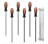 Ensemble de 6 limes pour tronçonneuse avec manche, 3,2 mm, 4,0 mm, 4,5 mm, 4,8 mm, 5,2 mm, 5,5 mm, convient aux amateurs de bricolage et aux professionnels.