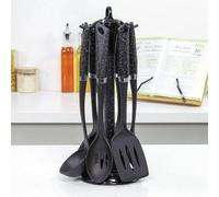 Ensemble de 6 maniques de cuisine 66779 | Résistantes à la chaleur et aux rayures | En plastique sans BPA | Accessoires de cuisine modernes et dynamiques pour un rangement pratique | Noir, plastique