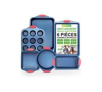NutriChef Moules à Pâtisserie, Lot de 6 Pièces avec Poignées en Silicone Résistantes à la Chaleur, Plaques de Cuisson Antiadhésifs en Acier au Carbone sans PFOA, PFOS, PTFE