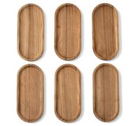 Ensemble de 6 petits plateaux rectangulaires en bois d'acacia