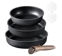 Ensemble de 6 pièces de batterie de cuisine, revêtement antiadhésif en titane, manche amovible