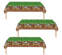 Ensemble de 6 pièces de vaisselle de table d'anniversaire style pixel Minecraft, papier jetable avec motif de blocs de jeu, kit de fête complet comprenant nappe, bannière, assiettes, gobelets & servie